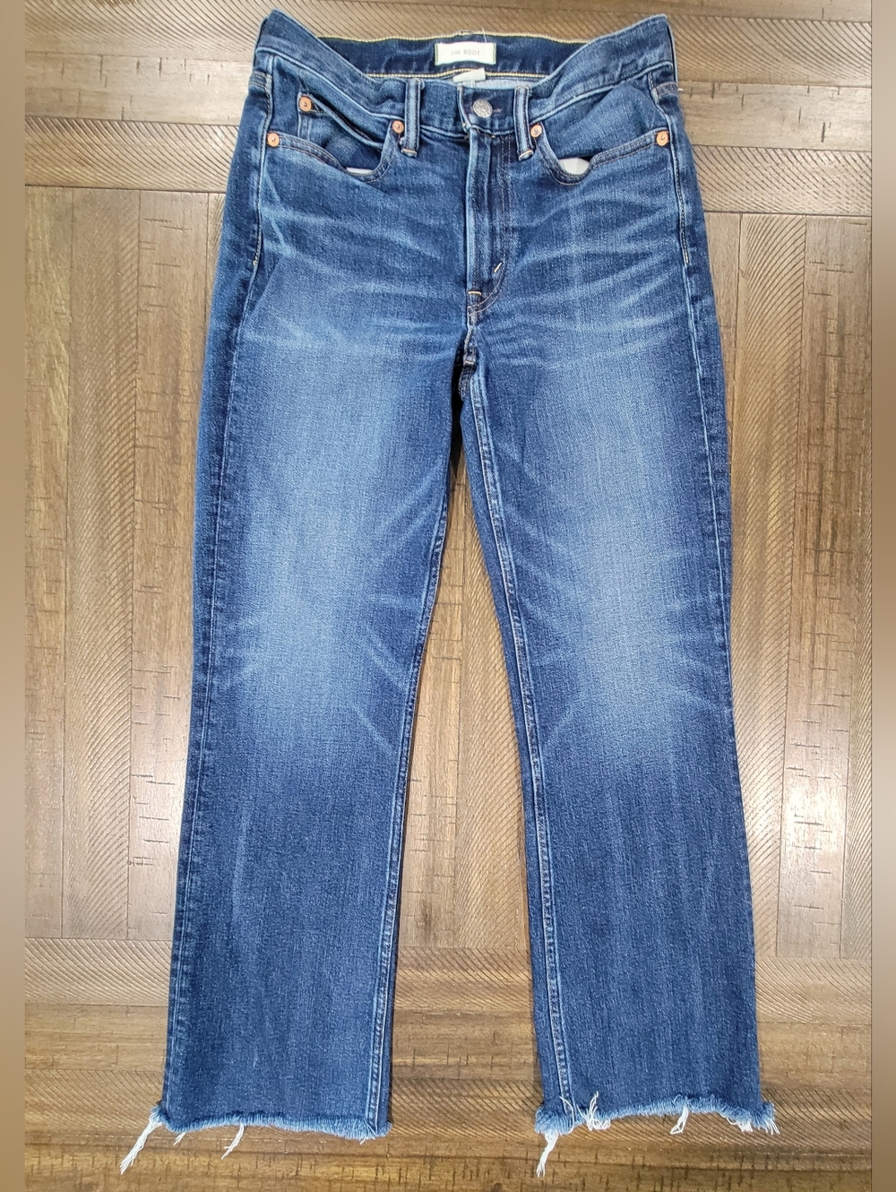AE77 American Eagle The Boot Fringed Bottom Denim Medium Wash Jeans Womens 27